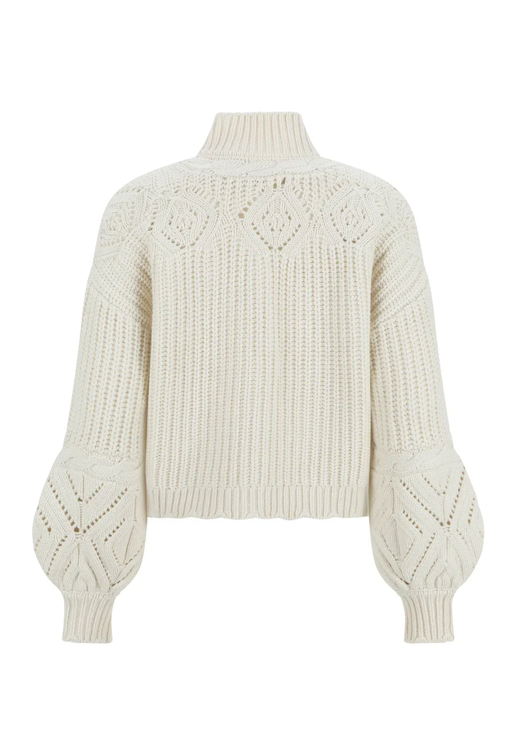 Half Zip High Collar Cable Knit Cropped Sweater