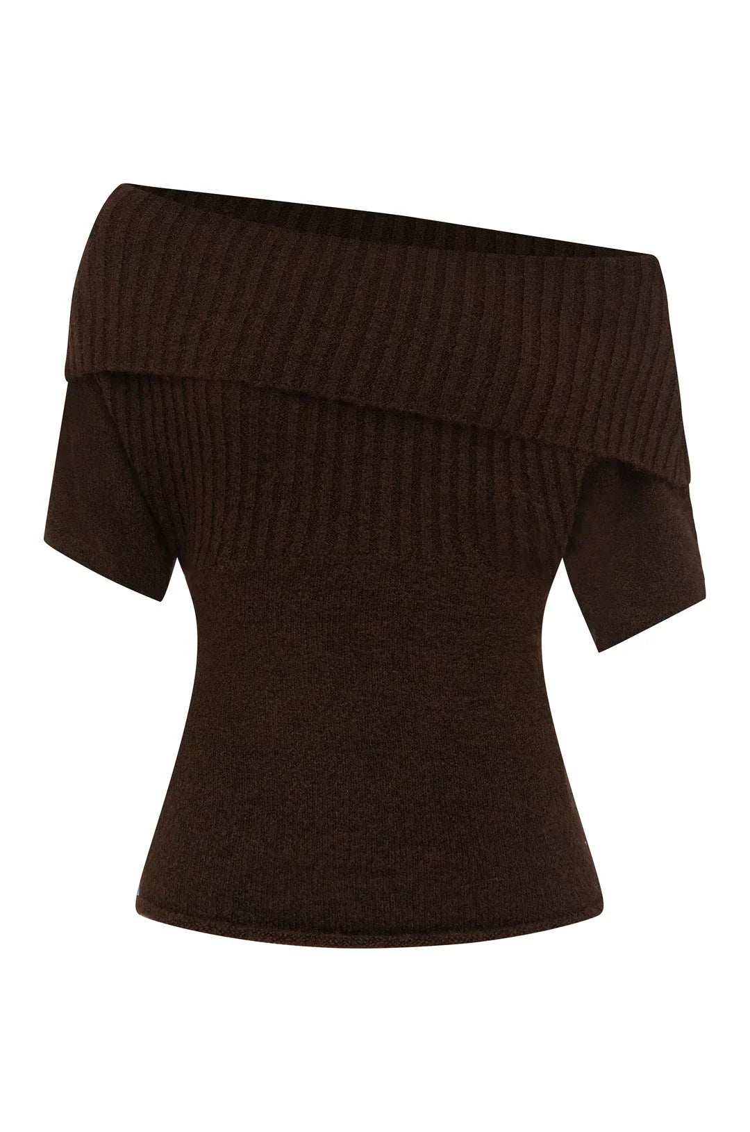 Foldover Off Shoulder Half Sleeve Knit Top